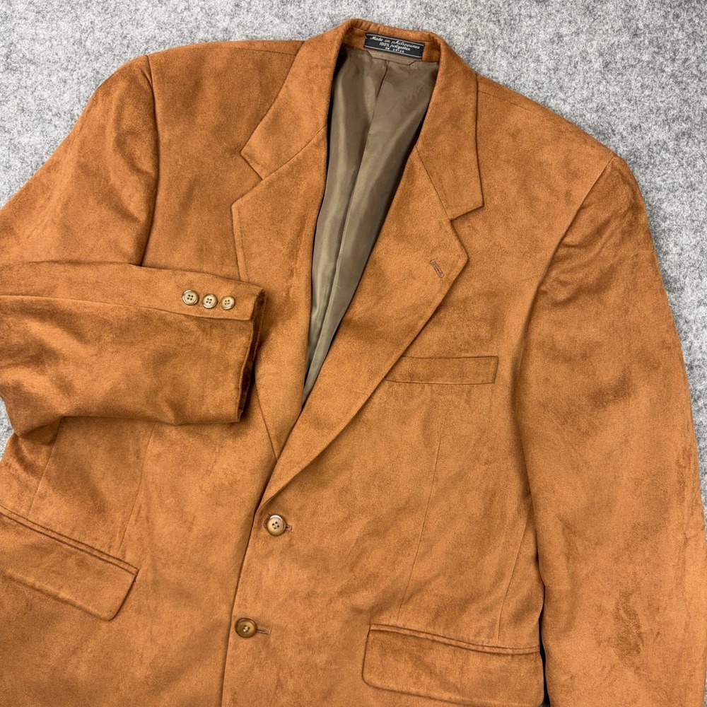 VTG Bert Pulitzer Blazer Mens 44R Brown Faux Suede Sport Coat Two Button Jacket